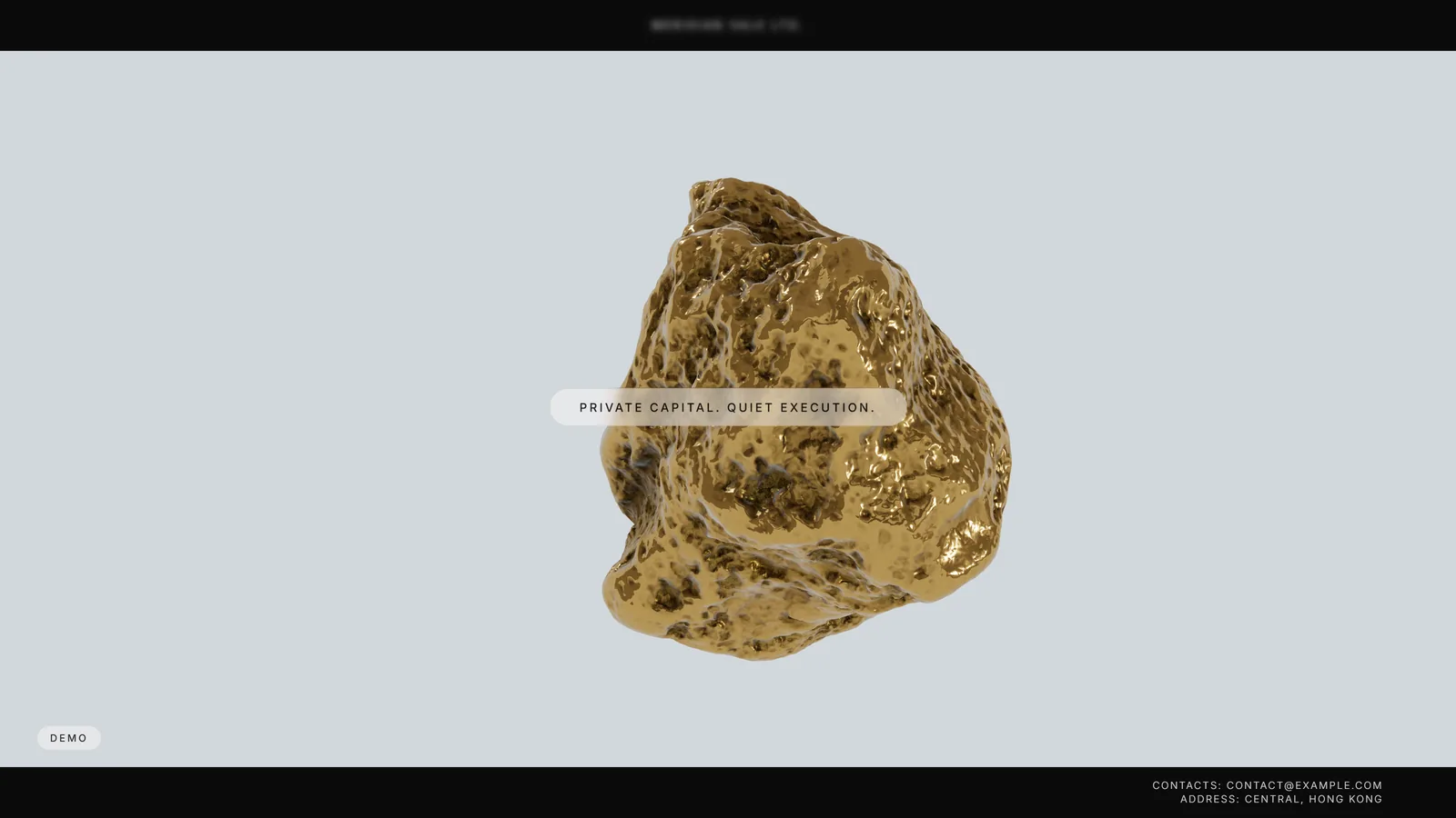 Fullscreen scene with the cursor on the right, the nugget lit from the right